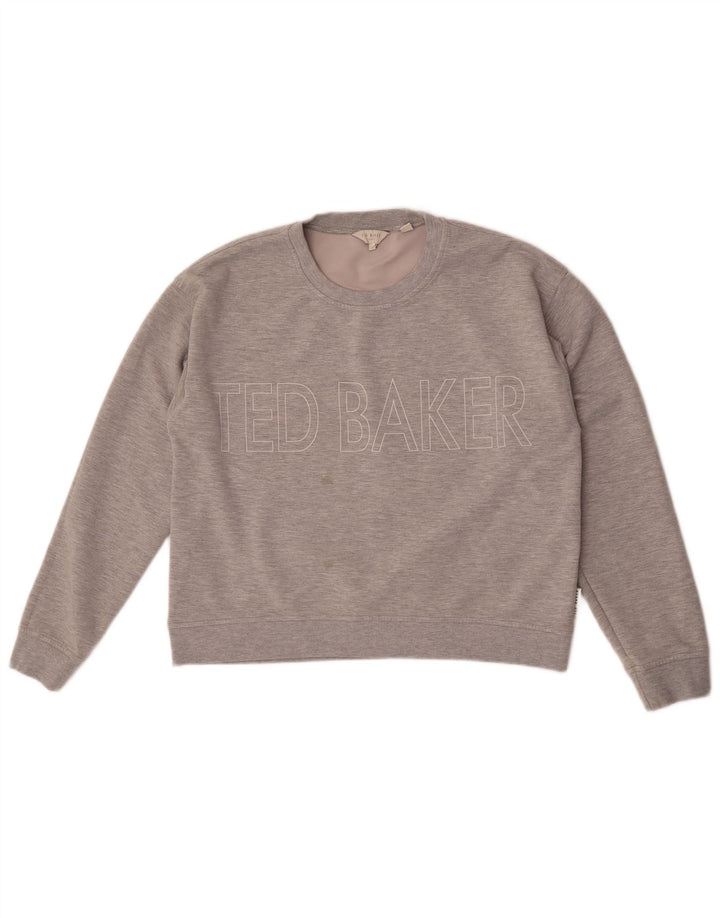 Ted Baker Grafik-Sweatshirt für Damen, Größe 4, groß, grau gefleckt