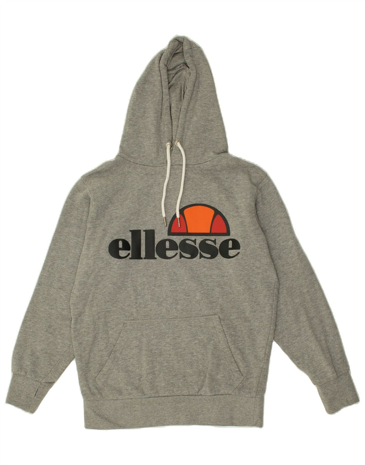 ELLESSE Womens Graphic Hoodie Jumper UK 10 Small Grey | Vintage Ellesse | Thrift | Second-Hand Ellesse | Used Clothing | Messina Hembry 