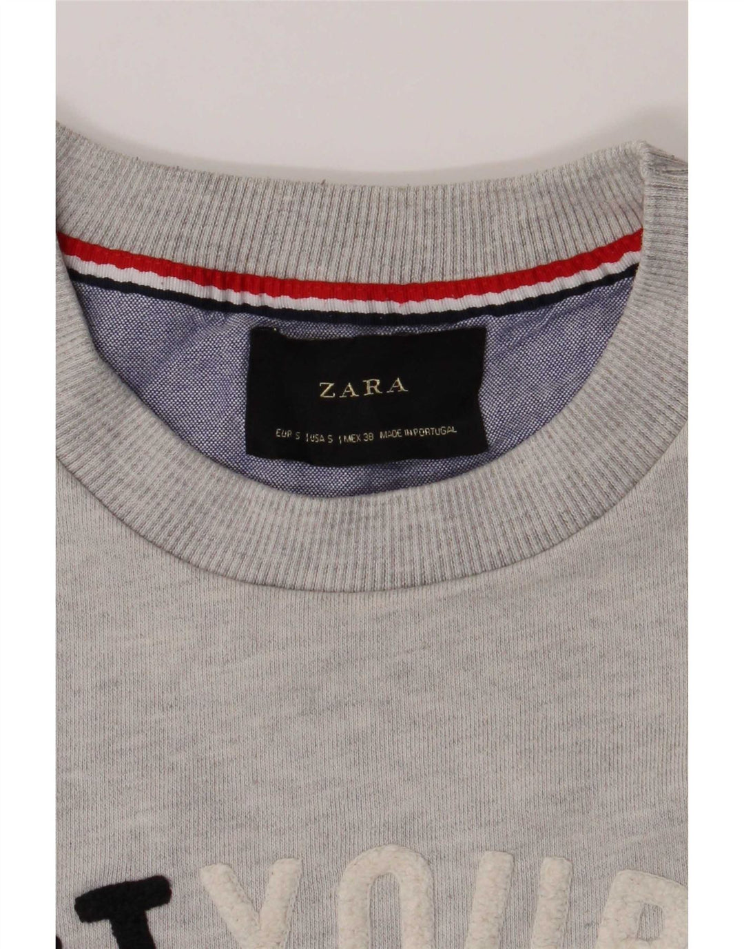 Zara Herren-Sweatshirt mit Grafik, Größe S, Grau