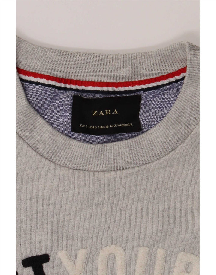 Zara Herren-Sweatshirt mit Grafik, Größe S, Grau