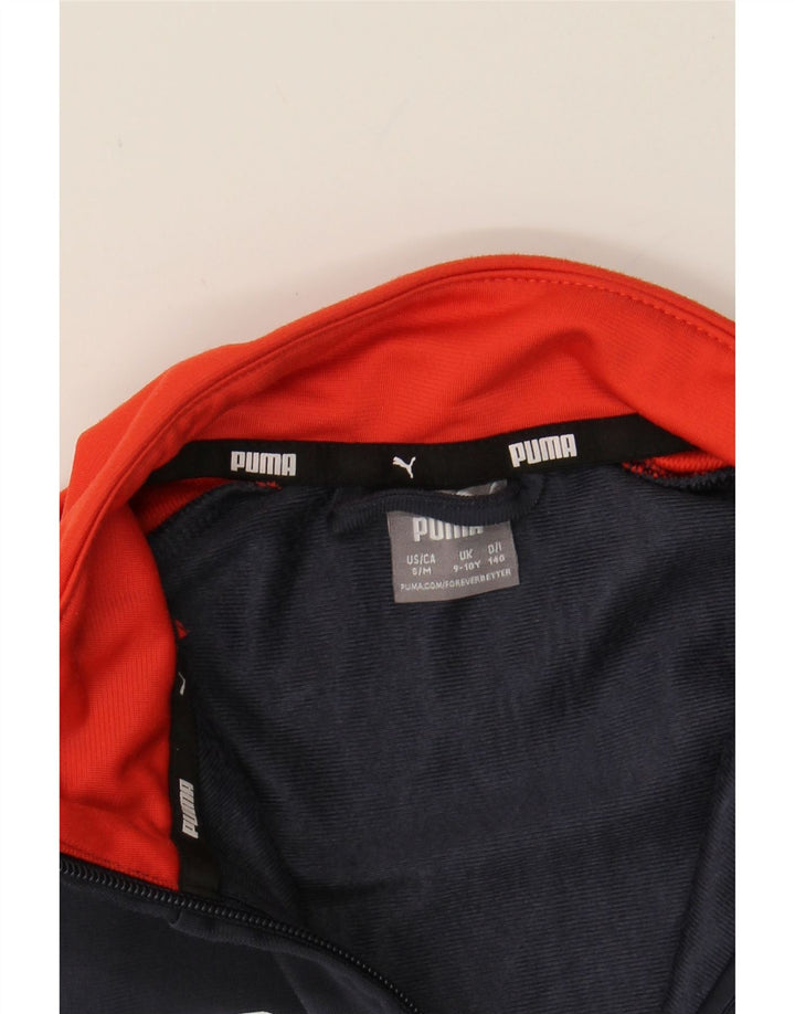 PUMA Boys Graphic Tracksuit Top Jacket 9-10 Years Navy Blue Colourblock Vintage Puma and Second-Hand Puma from Messina Hembry 
