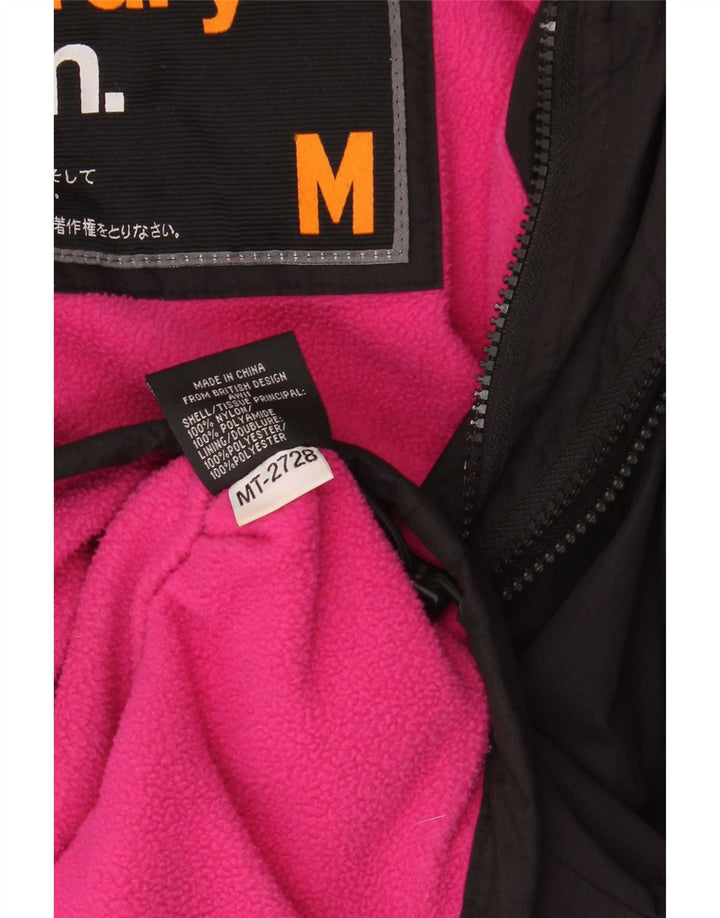 Superdry Damen-Windbreakerjacke mit Kapuze, UK 14, Mittelschwarzes Nylon