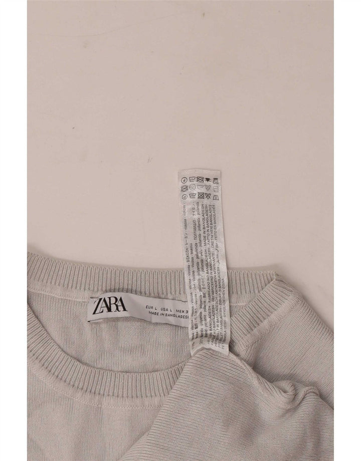 Zara Damen Crop Top UK 14 Große graue Viskose