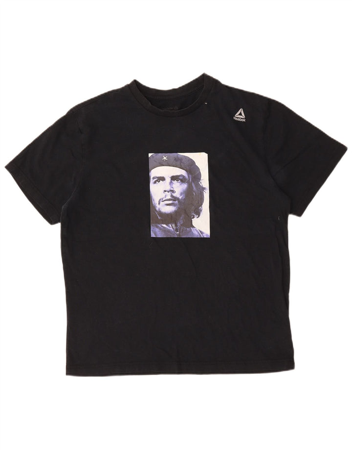 Reebok Herren Graphic T-Shirt Top Large Schwarz Baumwolle