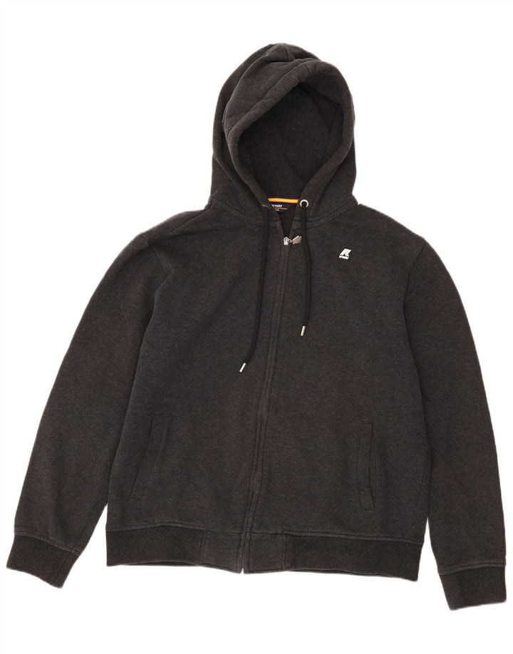 K-Way Herren-Kapuzenpullover mit Reißverschluss, XL, graue Baumwolle