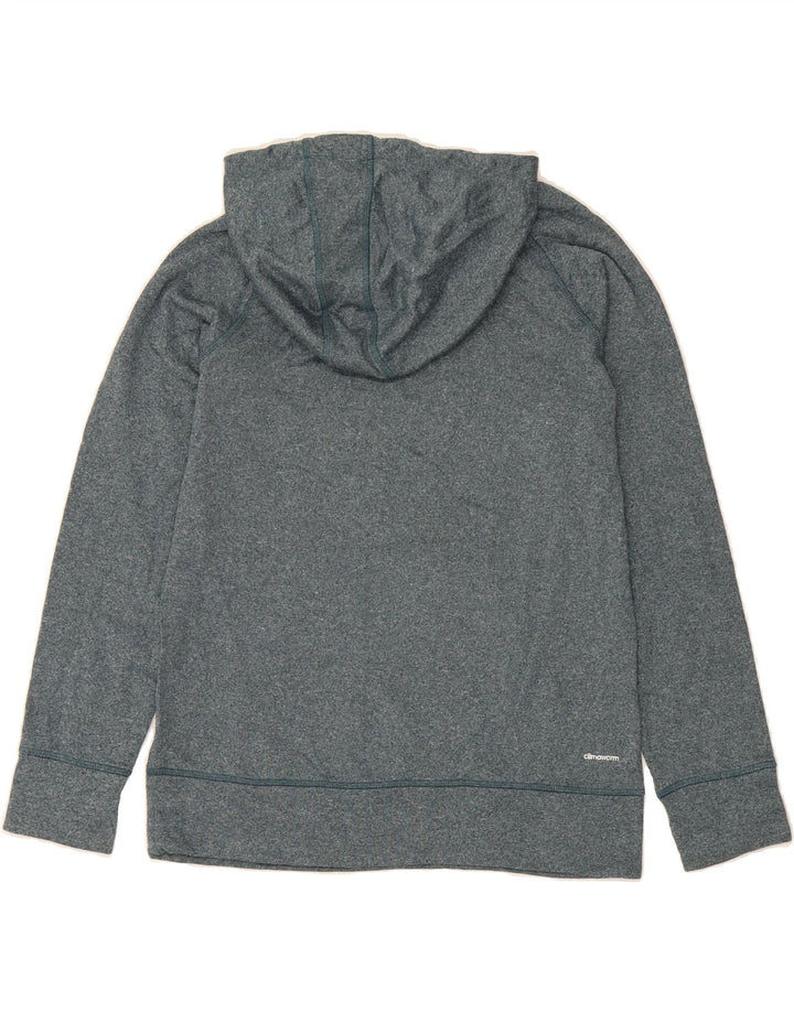 ADIDAS Womens Climawarm Hoodie Jumper UK 14 Medium Green Polyester Vintage Adidas and Second-Hand Adidas from Messina Hembry 