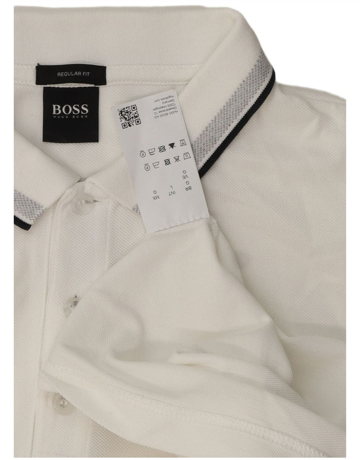 Hugo Boss Herren-Poloshirt mit normaler Passform, große weiße Baumwolle