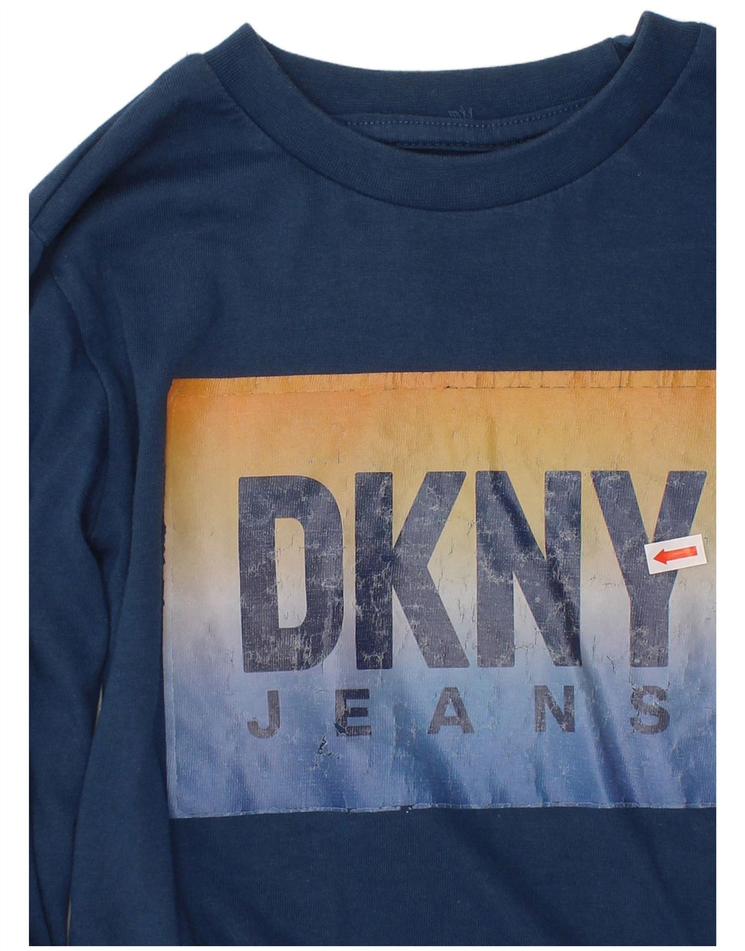 DKNY Jungen Grafik-Top, langärmelig, 5–6 Jahre, marineblaue Baumwolle