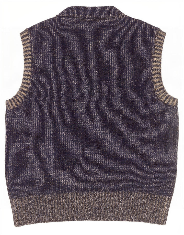 Vintage Herren-Cardigan-Pullover mit Grafik, mittelgroß, Marineblau
