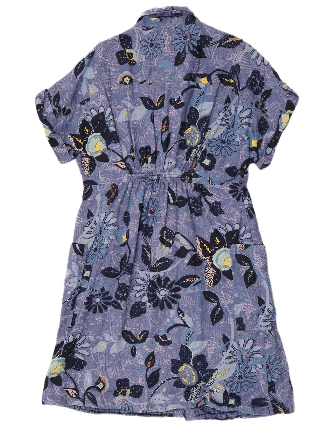 White Stuff Damen-Hemdkleid, UK 12, mittelblaues Blumen-Leinen