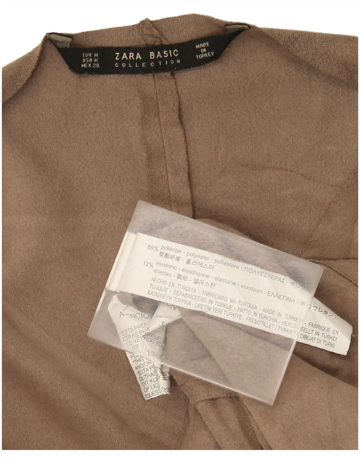 Zara Damen Strickjacke mit 3/4-Ärmeln, UK-Gr. 14, mittelbeigefarbenes Polyester