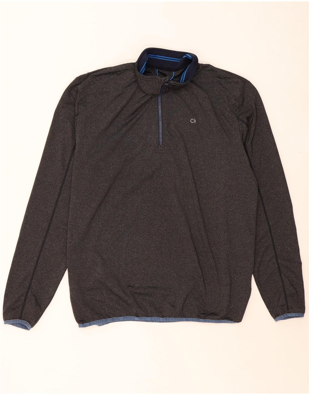 CALVIN KLEIN Herren-Pullover-Trainingsanzugoberteil mit Reißverschluss, XL, graues Polyester