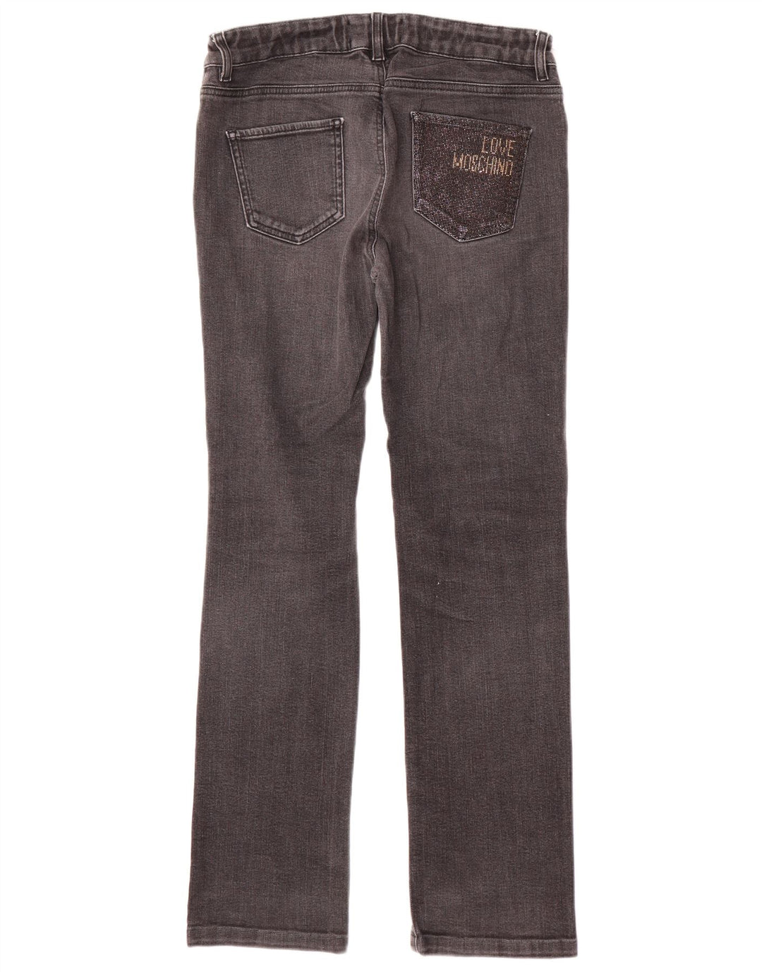 MOSCHINO Damen Straight Jeans W30 L31 Schwarze Baumwolle