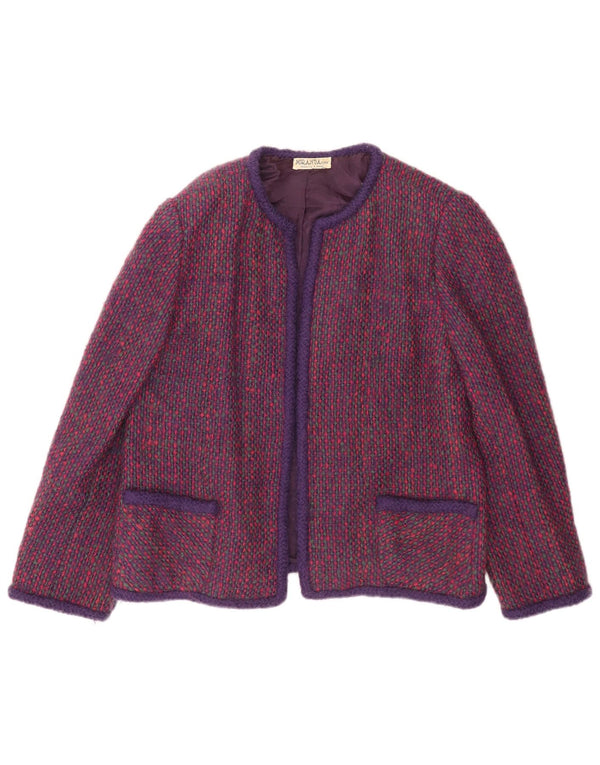 Vintage Damen Blazer Jacke UK 18 XL Lila Karo Wolle