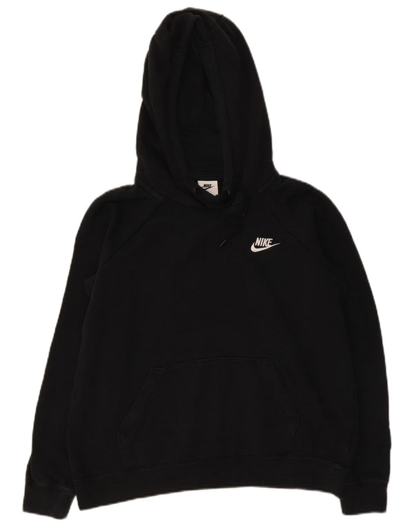 Nike Womens Crop Oversized Hoodie Pullover UK 14 Mittelschwarze Baumwolle