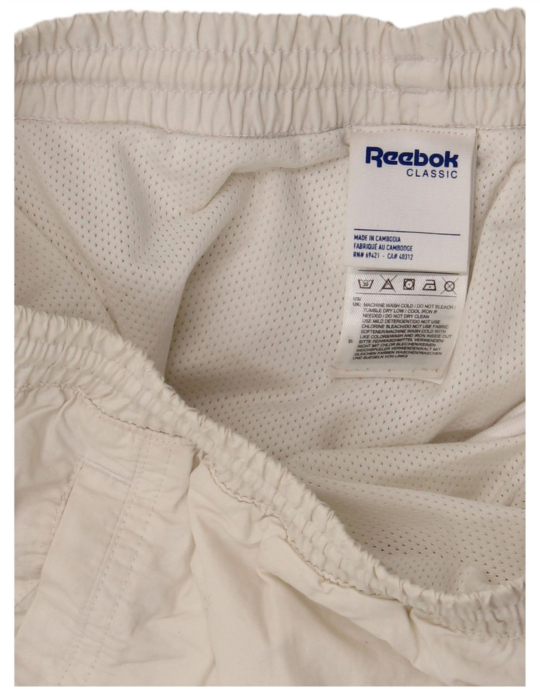 REEBOK Herren-Badeshorts mit klassischer Grafik, groß, aus weißem Polyester