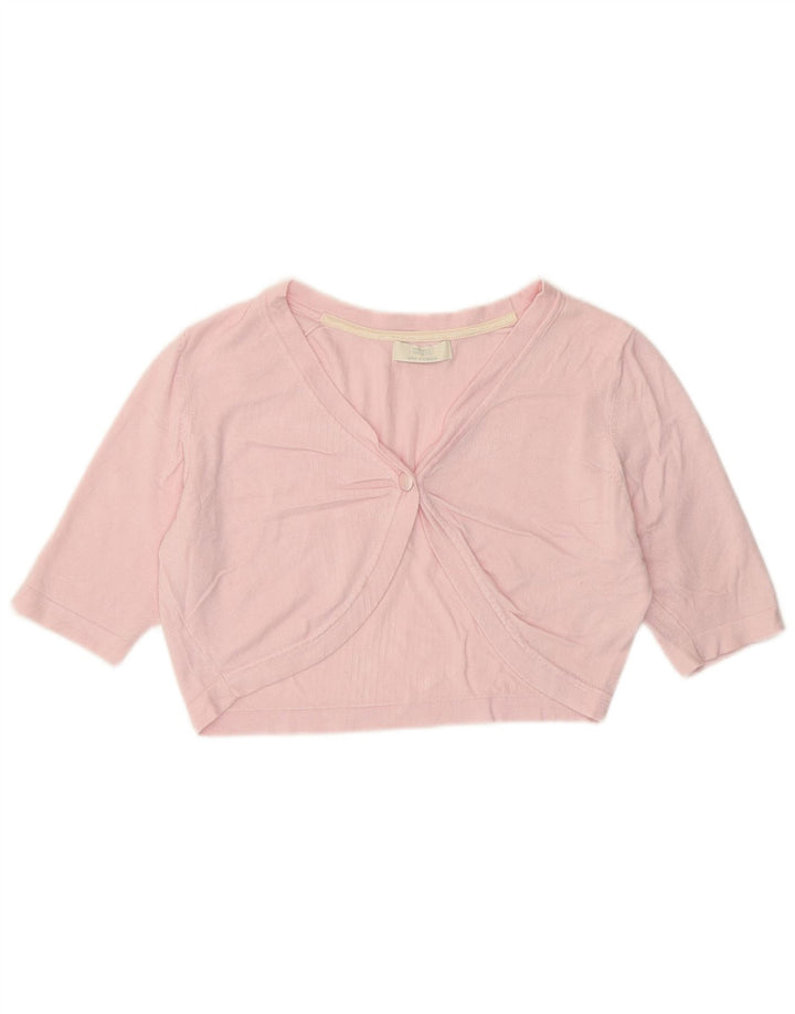 Marks & Spencer Damen Crop Short Sleeve Cardigan Sweater UK 14 Mittelrosa