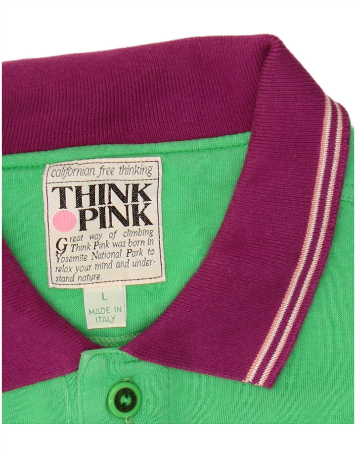 Think Pink Herren-Poloshirt, groß, grün, Farbblock