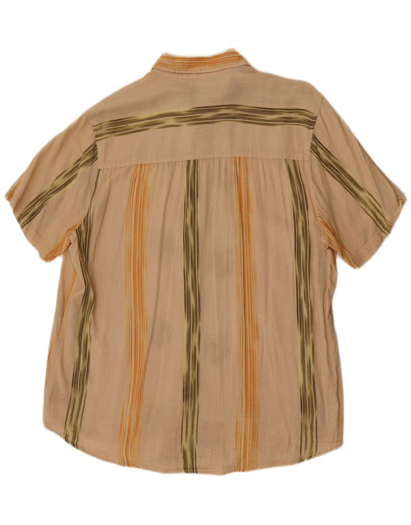 Vintage Herren Kurzarmhemd groß beige geblümt