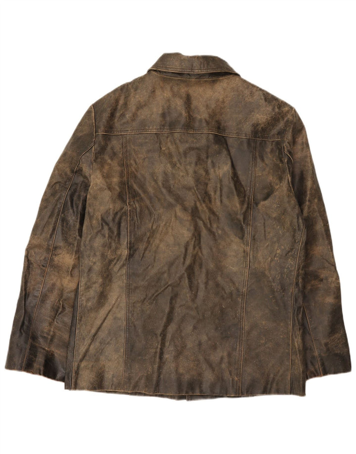 River Island Herren Lederjacke UK 38 Mittelbraun