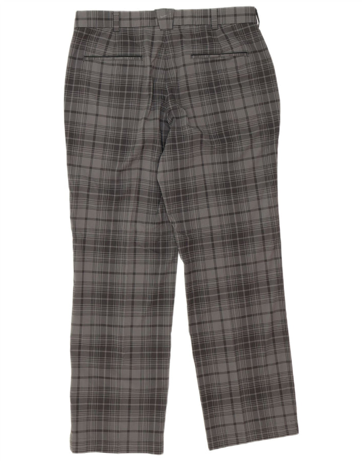 Nike Herren Dri Fit Straight Chino Hose W34 L31 Grau kariertes Polyester