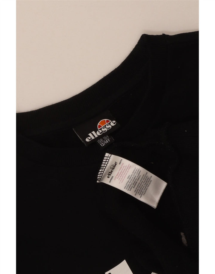 Ellesse Jungen-Sweatshirt mit Grafik, 13–14 Jahre, schwarze Baumwolle