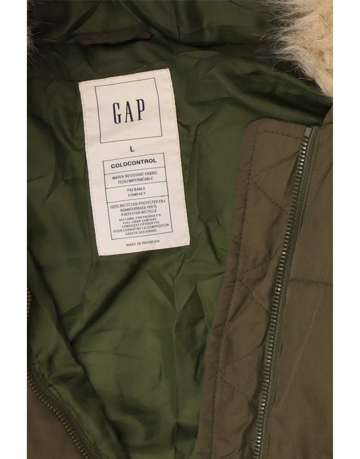 Gap wattierter Herrenmantel mit Kapuze, UK 40, Größe L, Khaki, Polyester