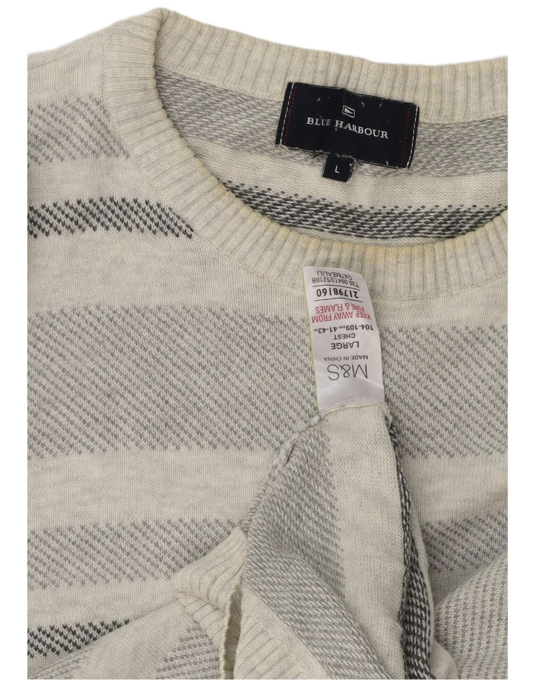 Marks & Spencer Herren-Pullover „Harbor“ mit Rundhalsausschnitt, Blau, Größe L, Grau