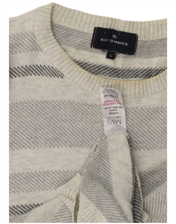 Marks & Spencer Herren-Pullover „Harbor“ mit Rundhalsausschnitt, Blau, Größe L, Grau
