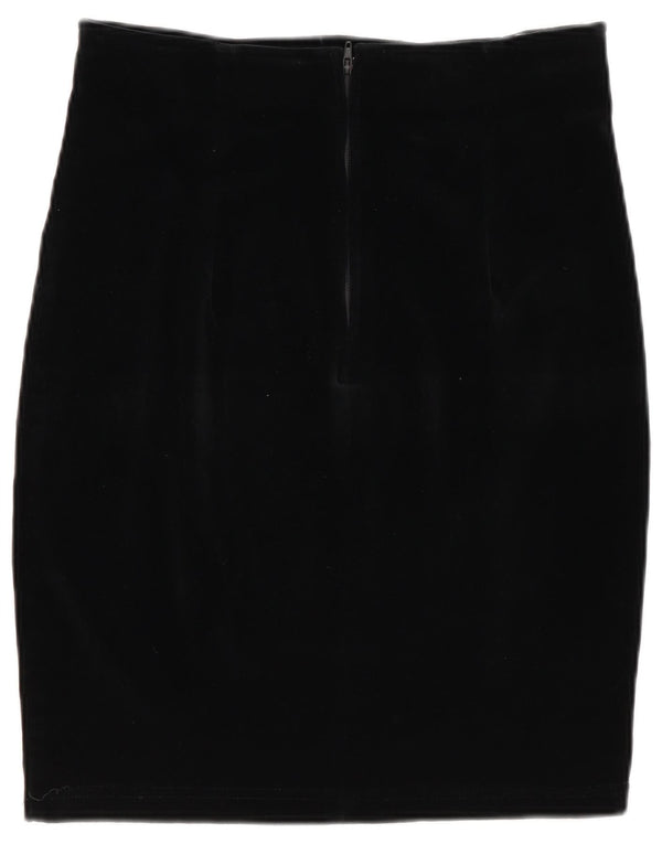 Vintage Damen Bleistiftrock IT 44 Medium W28 Schwarze Baumwolle