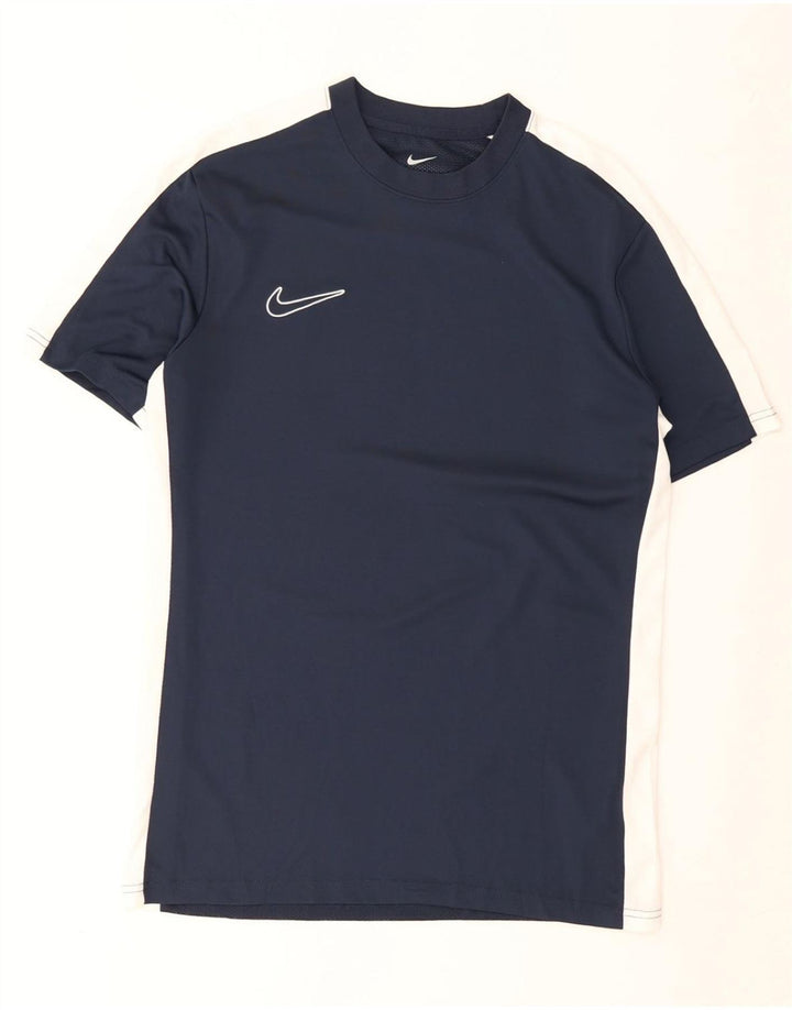 Nike Herren Dri Fit Slim T-Shirt-Oberteil Mittelgroßes marineblaues Colourblock-Polyester
