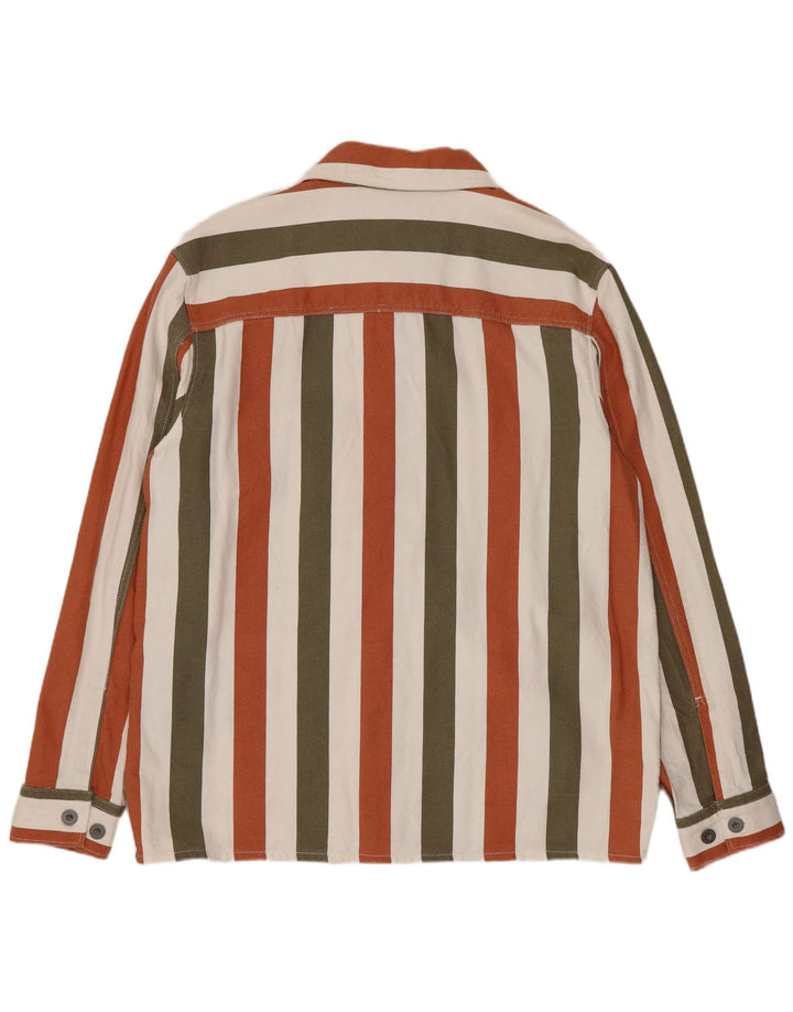 Zara Herren-Overshirt-Hemd, groß, mehrfarbig, gestreift, Baumwolle