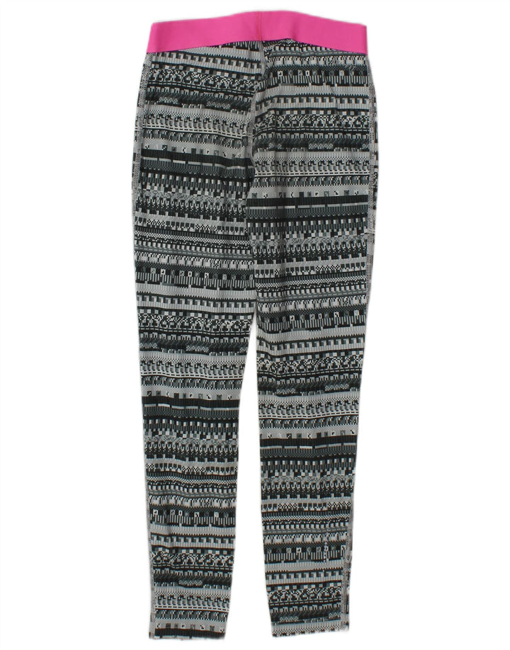 Nike Womens Graphic Leggings UK 12 Mittelgraues geometrisches Polyester