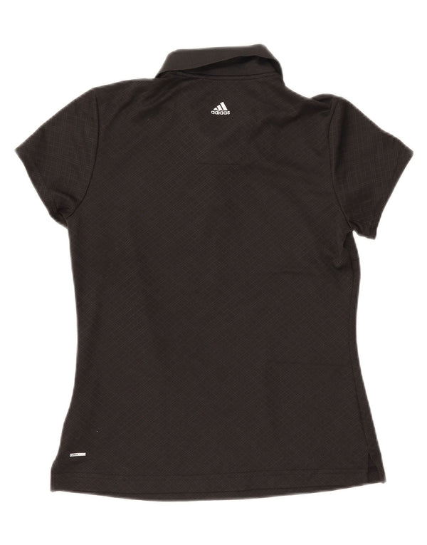 ADIDAS Damen Climacool Poloshirt UK 10 Small Schwarz Geometrisch Polyester