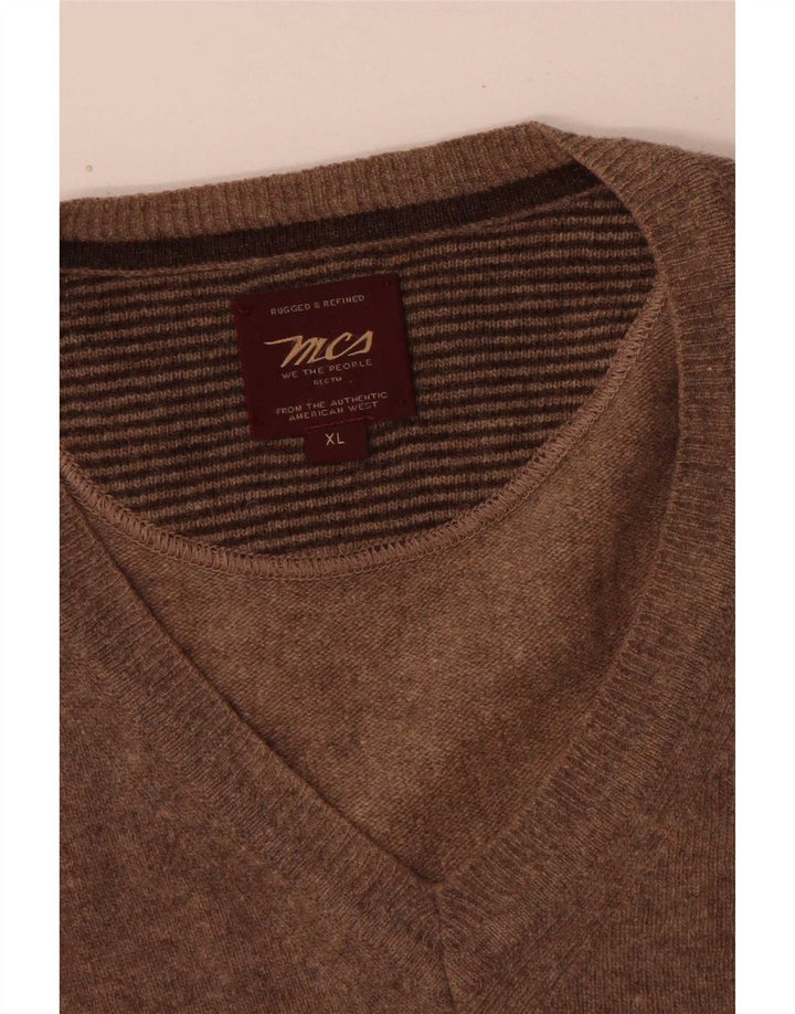 Marlboro Classics Herren-Pullover mit V-Ausschnitt, XL, Braun