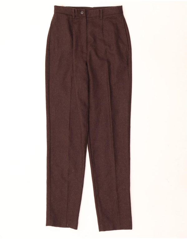 Benetton Damen-Freizeithose mit hoher Taille, Größe 40, Größe S, W24, L30, Braun