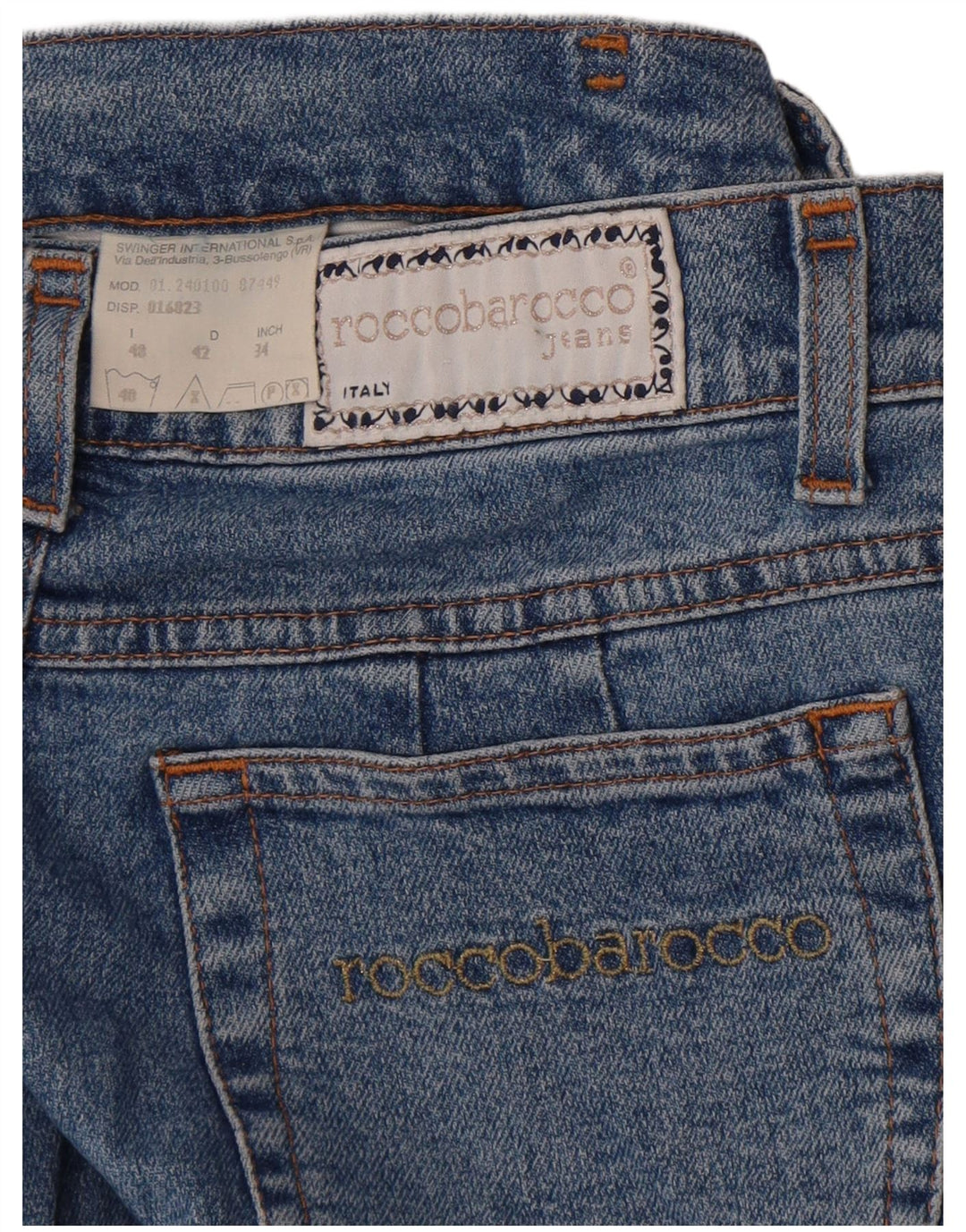 Roccobarocco Damen Straight Jeans W34 L29 Blau