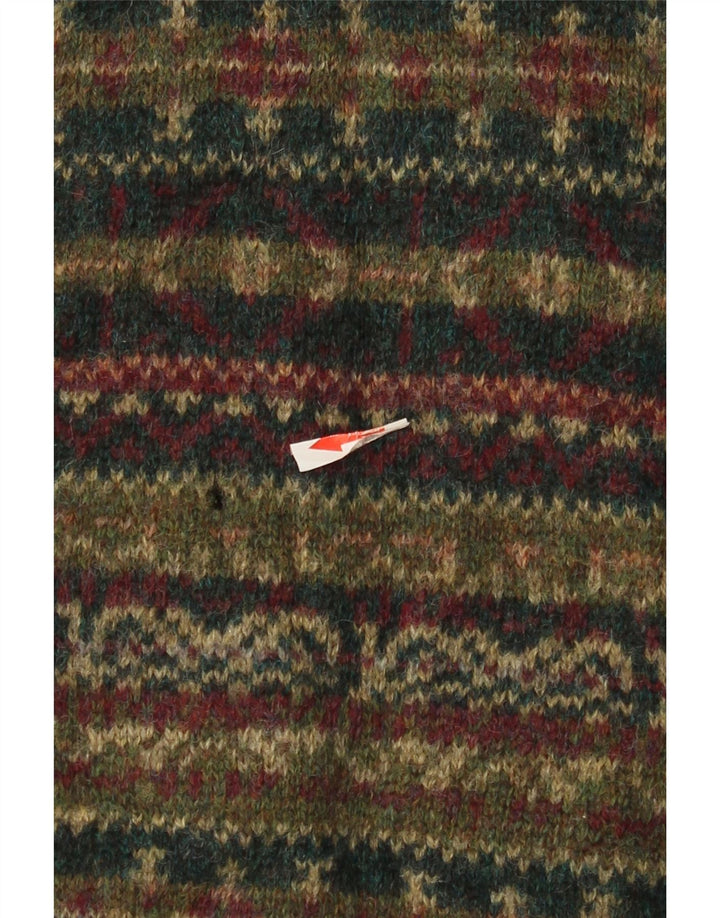 Vintage Herren Cardigan Pullover Medium Mehrfarbig Fair Isle Wolle