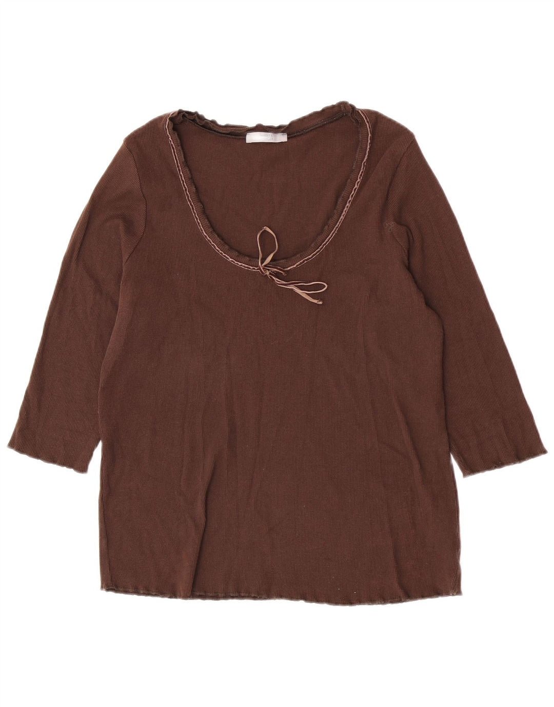 Marks & Spencer Damen-Top, 3/4-Ärmel, UK-Größe 16, Größe L, Braun, Baumwolle
