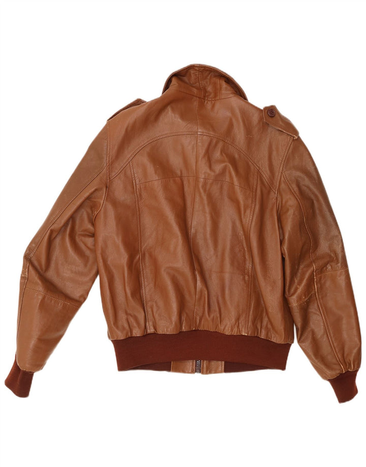 VINTAGE Herren Militärlederjacke UK 40 Großes braunes Leder