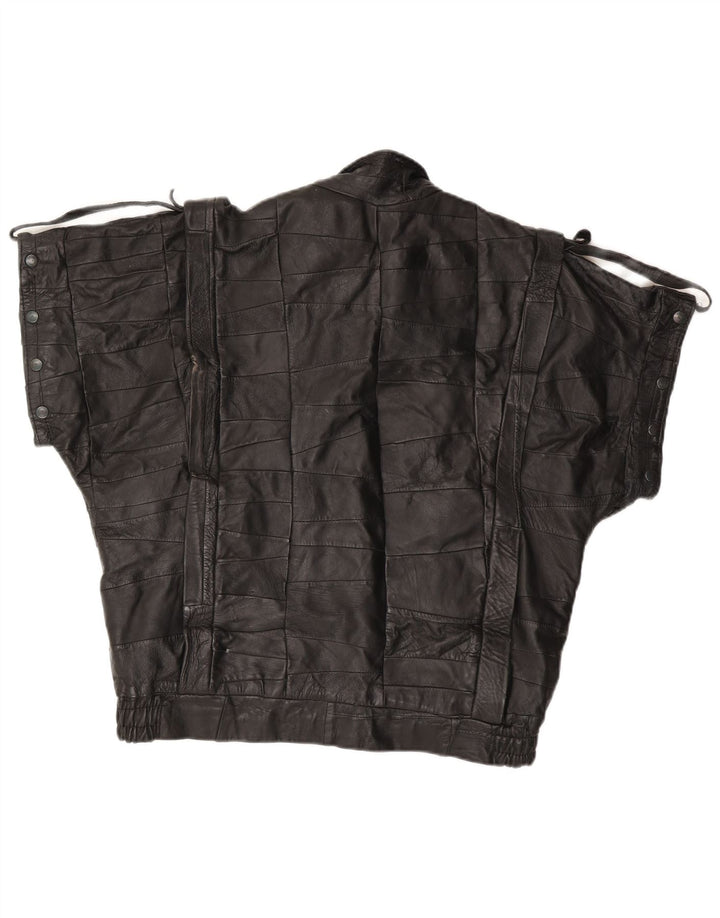 Vintage Herren Kurzarm Lederjacke UK 40 Large Schwarz