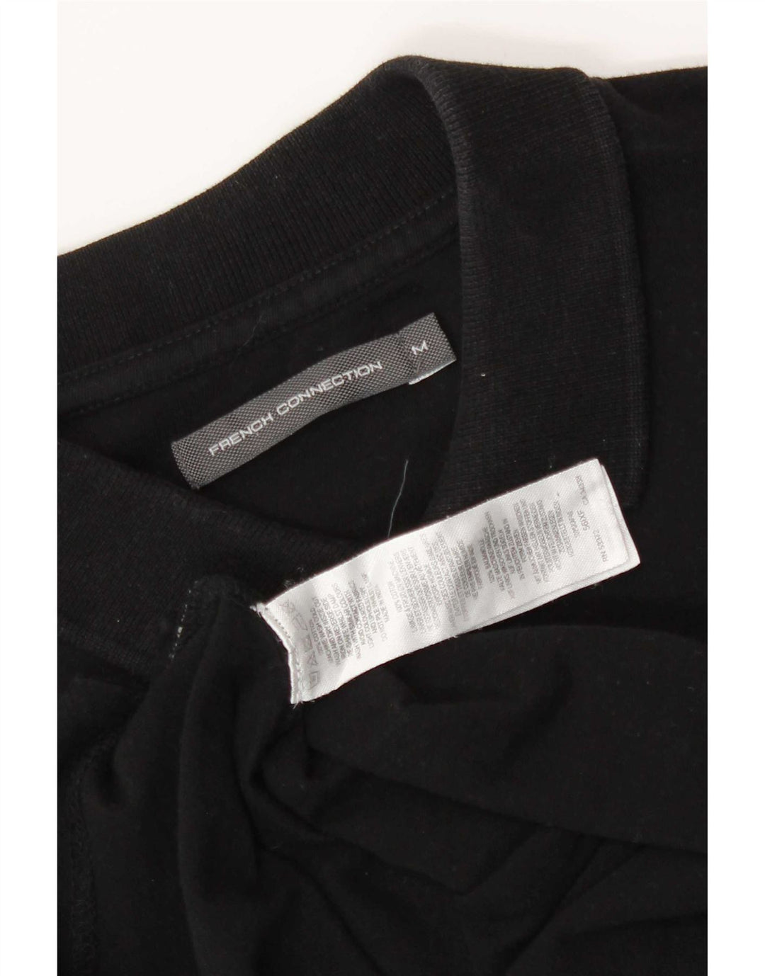 French Connection Herren-Langarm-Poloshirt aus mittelschwarzer Baumwolle
