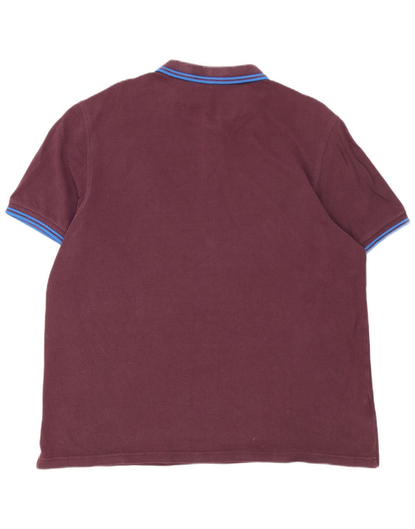 Fred Perry Herren Poloshirt 2XL Burgunderrot gestreift aus Baumwolle