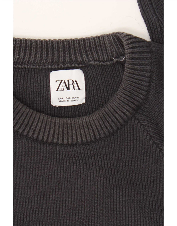 Zara Herren-Pullover mit Rundhalsausschnitt, Größe L, Marineblau