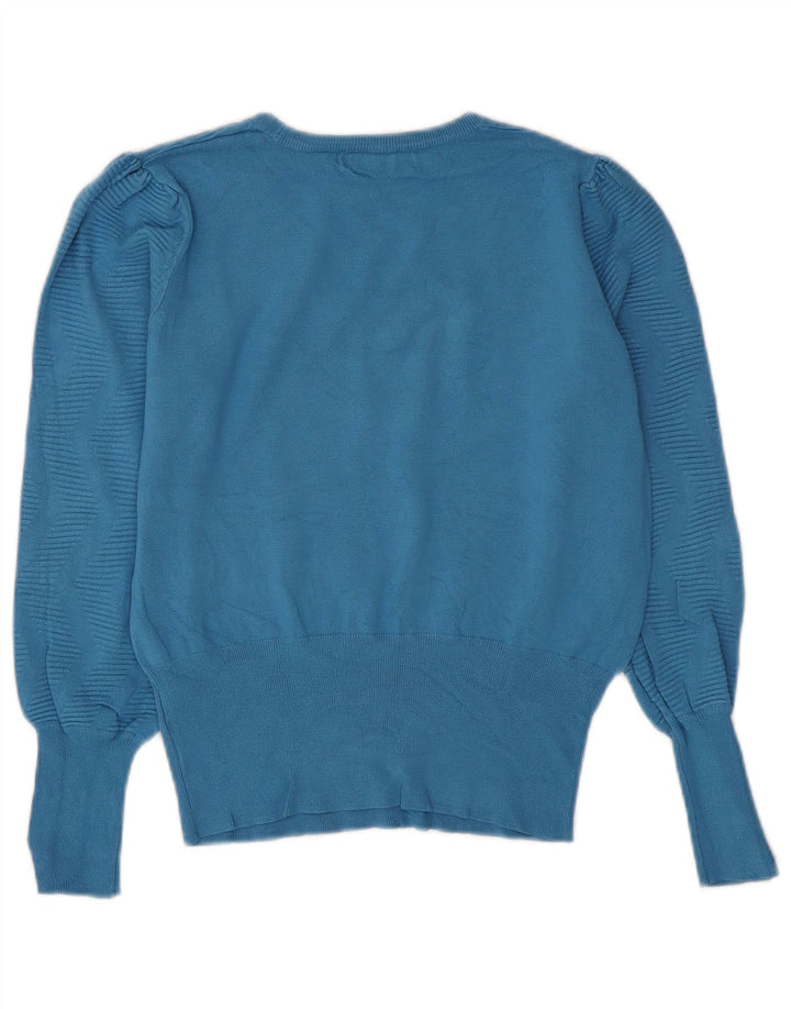 Marks & Spencer Damen-Pullover mit U-Boot-Ausschnitt, UK 12, Mittelblauer Chevron