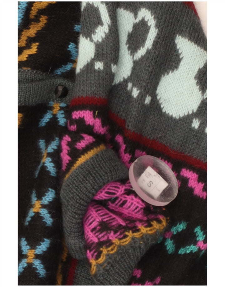 Vintage Damen Strickjacke mit abstraktem Muster, Gr. 10, klein, bunt