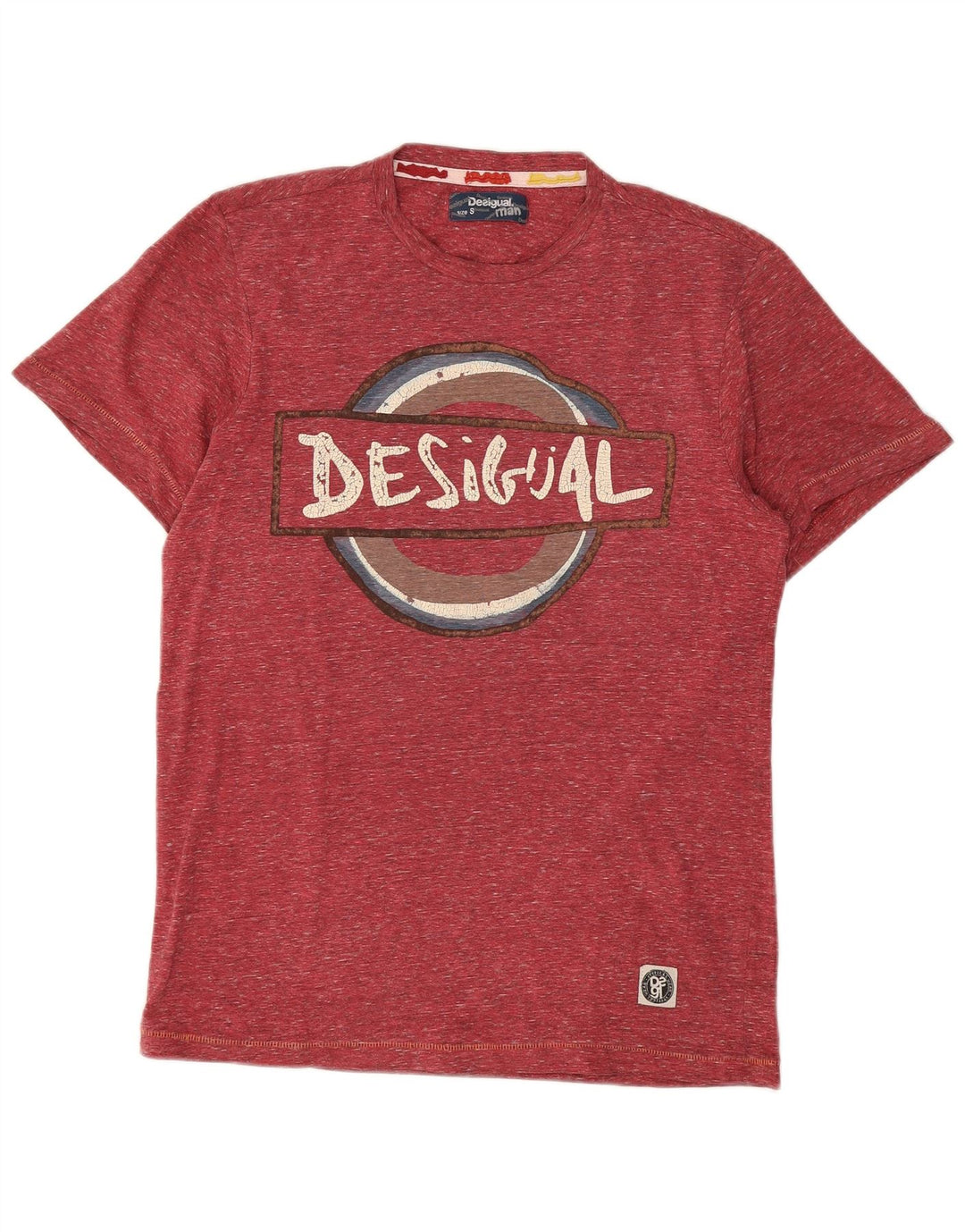 Desigual Herren Grafik-T-Shirt-Oberteil, klein, kastanienbraun gefleckt