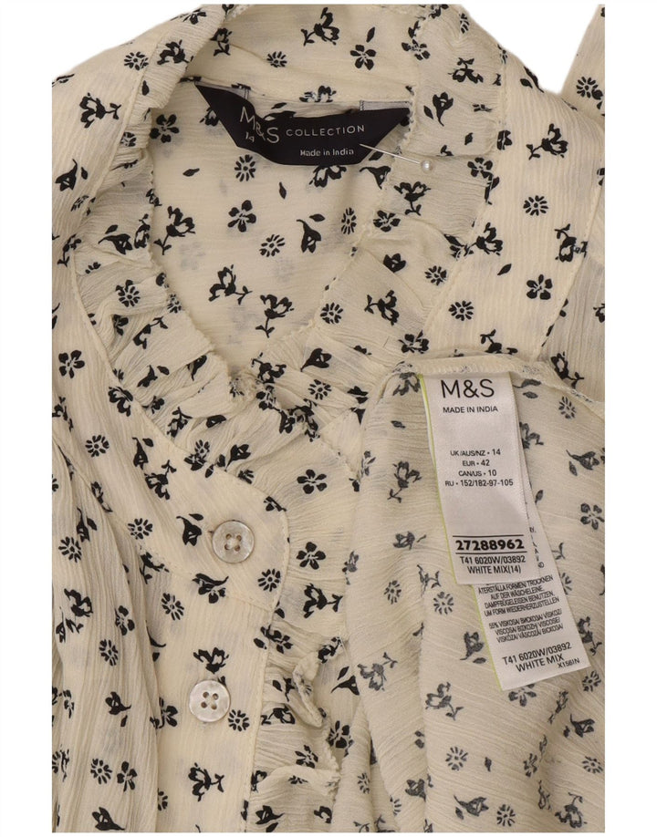 Marks & Spencer Damen-Hemdbluse in Übergröße, Gr. 14, groß, gebrochenes Weiß mit Blumenmuster