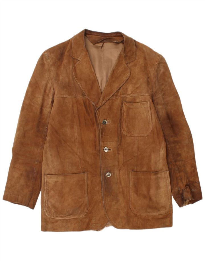 Vintage Herren Wildlederjacke UK 36 Kleines braunes Leder