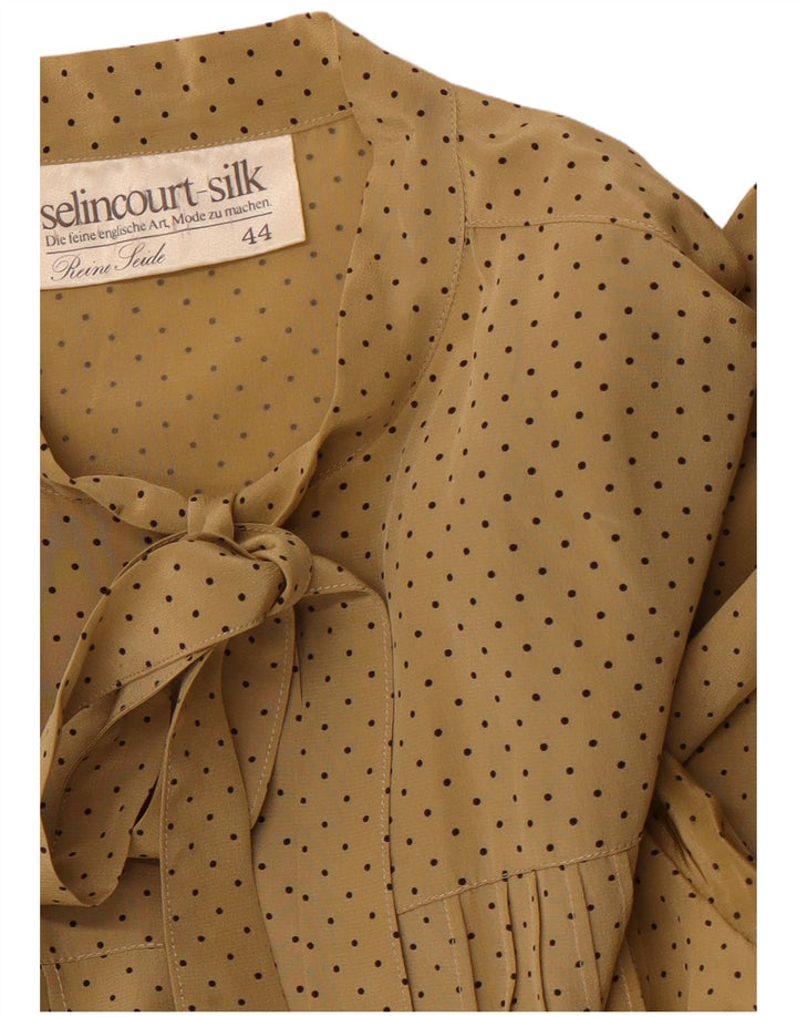 VINTAGE Langärmliges Maxikleid mit Vorderschnürung für Damen EU 44 XL Braun gefleckt